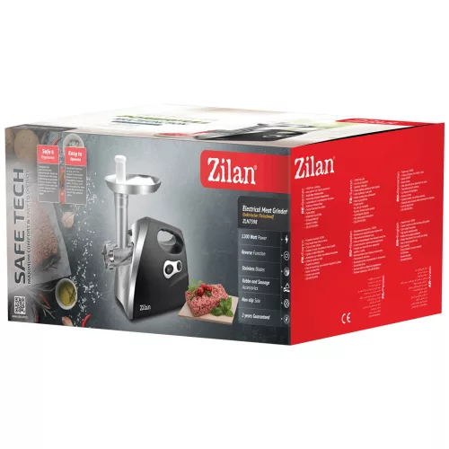 Mașină de Tocat Carne Electrică Zilan ZLN7599 - 1200W - Neagră - Design Elegant cu Fațadă Cromată