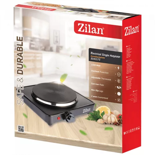 Plită Electrică Zilan, 18,5 cm, 1500 W, Termostat Reglabil, Protecție Împotriva Supraîncălzirii, Negru - ZLN2174
