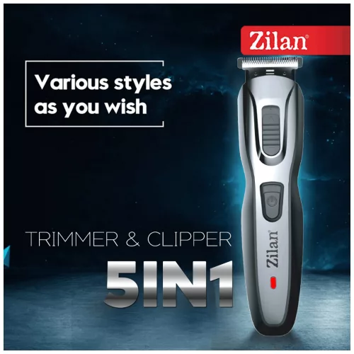 Trimmer și Tuns Zilan ZLN3857 5 în 1, Negru, Reîncărcabil, Fără Fir