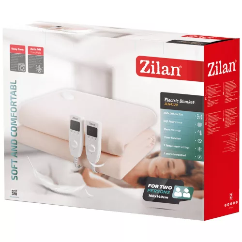 Pătură Electrică Zilan ZLN4120, Dublă, 2 x 60 W, 160 x 140 cm