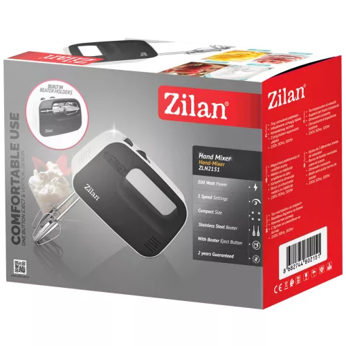 Mixer Manual Zilan ZLN2151 - 3 Trepte de Viteză - 300W - Negru/Alb