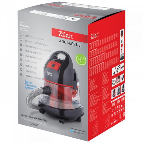 Aspirator Zilan ZLN8945/GY, Curățare Umedă și Uscată, Capacitate 8 Litri, Putere 1600 Wați, Funcție 2 în 1