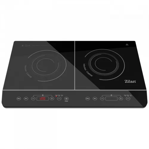 Plită cu inducție dublă Zilan ZLN8088, Culoare Neagră, Putere 2000W și 1500W, Suprafață din Cristal de Sticlă Rezistent