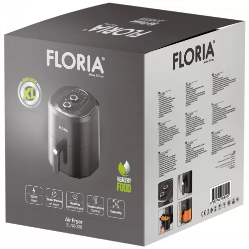 Floria Forrólevegős Sütő, Frigider cu Aer 1360W, 6L - Negru - ZLN8009