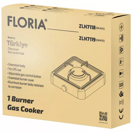 Aragaz Floria ZLN7119, 1 ochi, Email Alb, pentru Utilizare cu Gaz Petrolier Lichefiat (GPL)