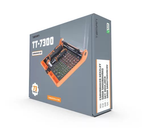 Set Profesional de Șurubelnițe TOMAN TT-7300, 73 Piese, Cu Cap Rotativ și Răcniță