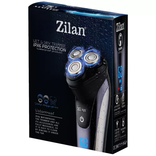 Aparat de Ras Electric Zilan ZLN8733, Protecție IPX6, Ecran Digital LED, Rezistent la Apă, Negru