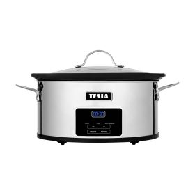   Slow Cooker TESLA SlowCook S800 Deluxe, 5.6 Litri, Oțel Inoxidabil, Funcție "Menținere la Cald"