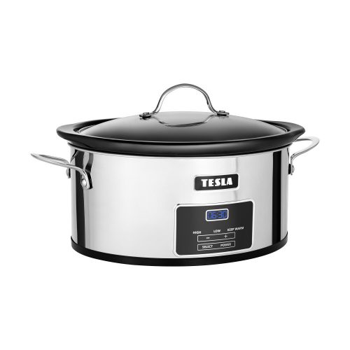 Slow Cooker TESLA SlowCook S800 Deluxe, 5.6 Litri, Oțel Inoxidabil, Funcție "Menținere la Cald"