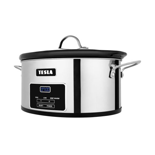 Slow Cooker TESLA SlowCook S800 Deluxe, 5.6 Litri, Oțel Inoxidabil, Funcție "Menținere la Cald"
