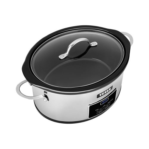 Slow Cooker TESLA SlowCook S800 Deluxe, 5.6 Litri, Oțel Inoxidabil, Funcție "Menținere la Cald"