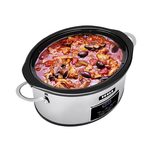 Slow Cooker TESLA SlowCook S800 Deluxe, 5.6 Litri, Oțel Inoxidabil, Funcție "Menținere la Cald"