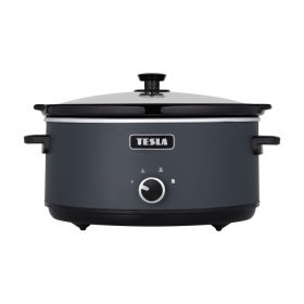   Oală de Gătit Lentă TESLA SlowCook S500, 6.5 Litri, Ceramică, Funcție Menținere la Cald, Compatibilă cu Cuptorul