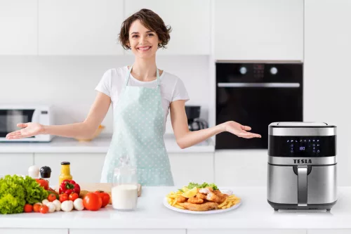 TESLA AirCook Q60 XL - Friteuză cu Aer Cald Digitală Multifuncțională, 6 Litri, 1500 Wați