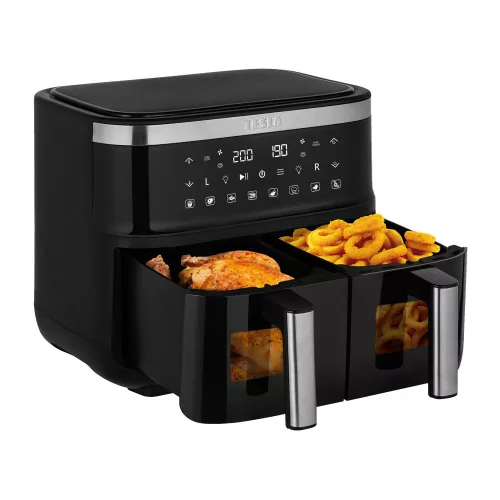 Friteuză cu Aer Cald Tesla Aircook Q450 XXL DualZone, 7,6L, Tehnologie Flux de Căldură