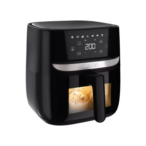 Friteuză cu Aer Cald Digitală Multifuncțională Tesla Aircook Q55 XL Pro, 5.7 Litri, Neagră