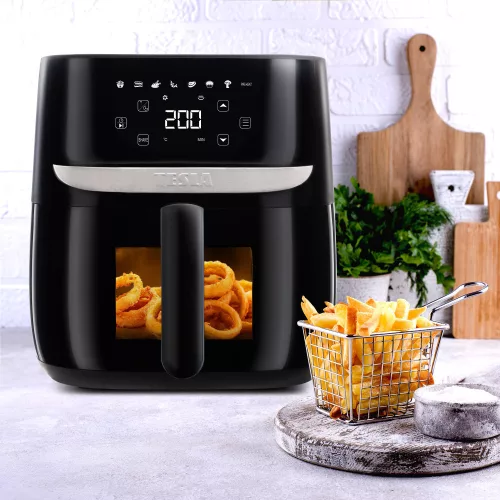 Friteuză cu Aer Cald Digitală Multifuncțională Tesla Aircook Q55 XL Pro, 5.7 Litri, Neagră