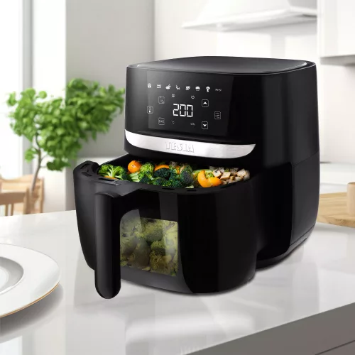 Friteuză cu Aer Cald Digitală Multifuncțională Tesla Aircook Q55 XL Pro, 5.7 Litri, Neagră