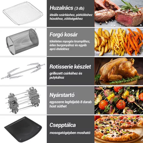 Amiko A80 Friteuză cu Aer Cald & Grill, 1700W, 12 Litri - Cuptor Multifuncțional