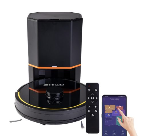 Aspirator Robot Inteligent Amiko RV1000 cu Sterilizare UV, Autocurățare, Rezervor 3L, Navigație Laser, Control prin Aplicație Wi-Fi, 5000 Pa