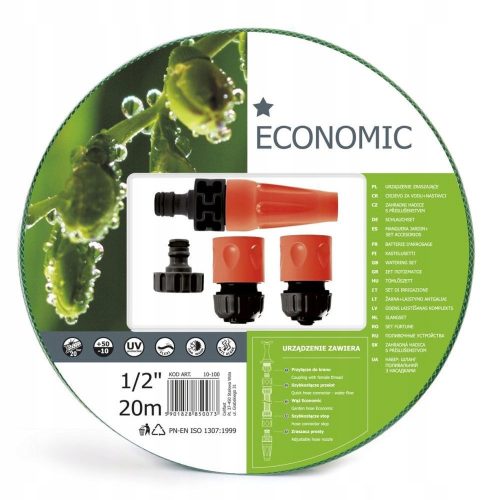 CellFast ÖKONOMIKUS 1/2" 20m Set de Furtun de Grădină cu Accesorii