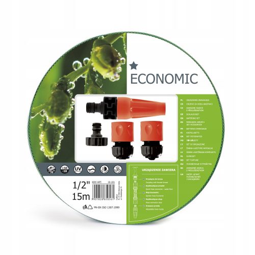 ECONOMIC 1/2" 15 m Set de Furtun de Grădină cu Accesorii