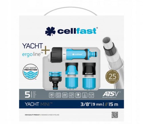 Cellfast YACHT MINI™ 5 Straturi 3/8" 15 m Set Furtun de Grădină cu Adaptoare ERGO