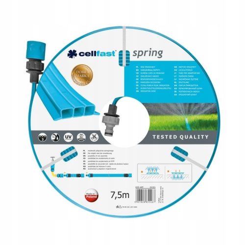 Furtun de Grădină Flexibil 1/2" 7,5 m - Set Complet de Duze, Rezistent la Radiații Ultraviolete, Tricanal, Fără Cadmiu și Bariu
