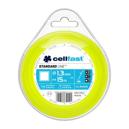 Damil pentru Trimmer Cellfast STANDARD - Profil Pătrat, 1,3 mm x 15 m