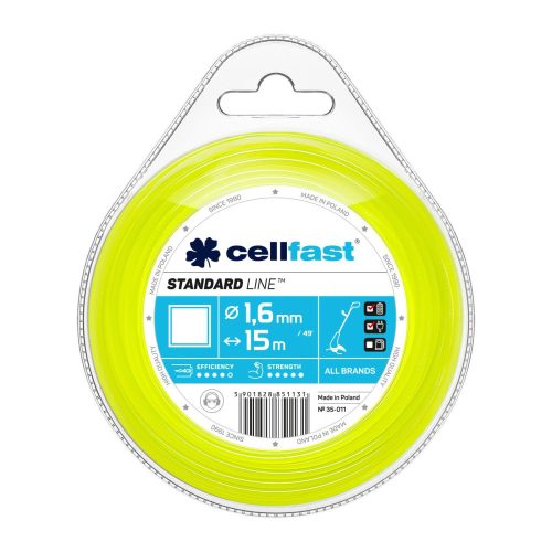 Fir de Tăiere Pătrat pentru Motocoase Cellfast STANDARD - 1,6 mm x 15 m