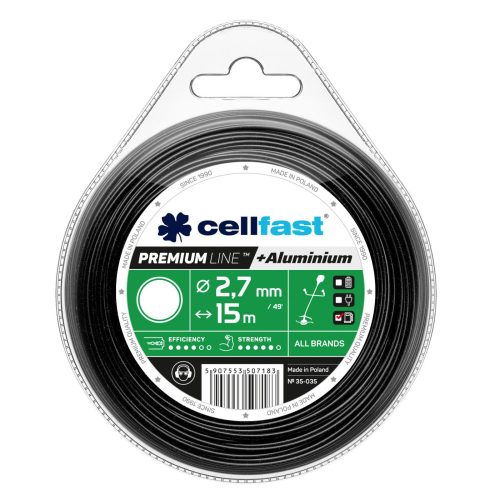 Damil Premium pentru Motocoase cu Particule de Aluminiu - Profil Rotund, 2,7 mm x 15 m - Cellfast
