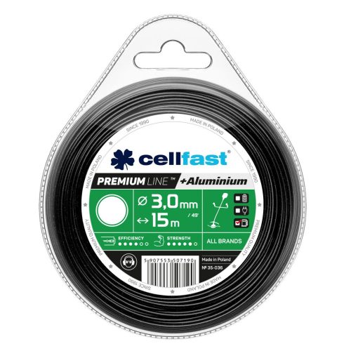 Damil Premium din Nailon cu Particule de Aluminiu pentru Motocoase - Profil Rotund, 3,0 mm x 15 m, Cellfast