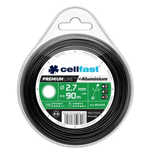 Damil Premium cu Particule de Aluminiu pentru Motocoase - Profil Rotund, Diametru 2,7 mm, Lungime 90 m, Producător Cellfast