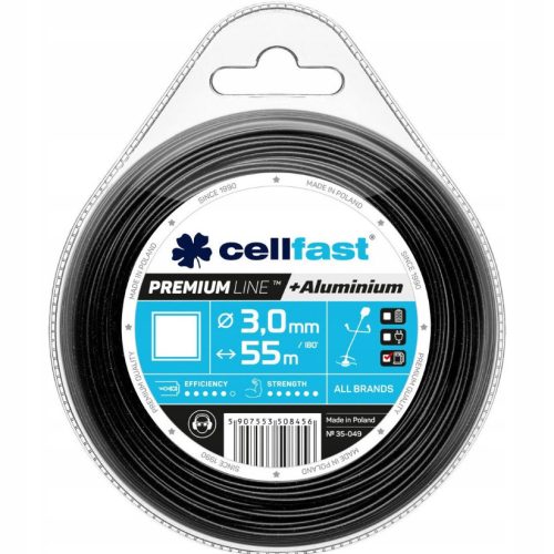 Cellfast PREMIUM Fir de Tăiere cu Profil Pătrat, Armare cu Particule de Aluminiu, 3,0 mm x 55 m