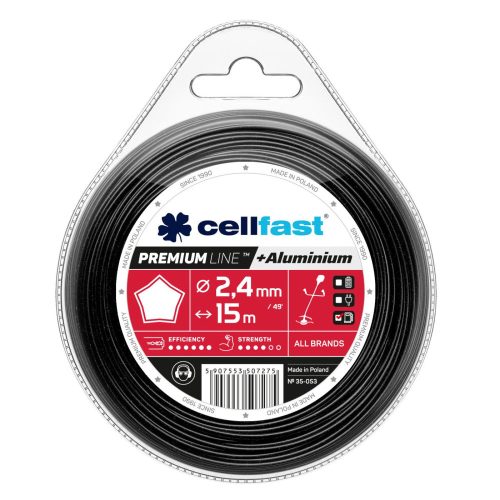 Damil Premium Întărit cu Particule de Aluminiu - Profil Stea, 2,4 mm x 15 m, Cellfast