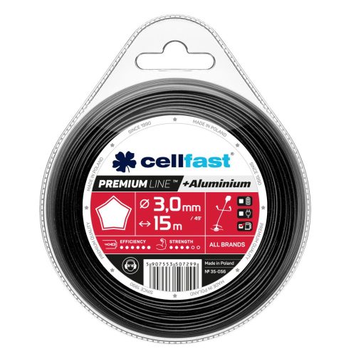 Fir de Tăiere Premium cu Particule de Aluminiu - Profil Stea, 3,0 mm x 15 m, Cellfast