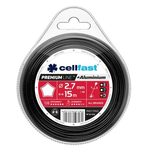 Damil Premium cu Particule de Aluminiu Întărit - Profil Stea, 2,4 mm x 90 m, Cellfast