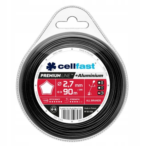 Fir de Tăiere Premium cu Particule de Aluminiu - Profil Stea, 2,7 mm x 90 m, Cellfast