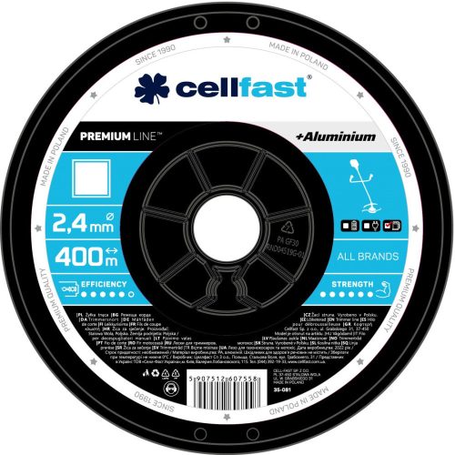 Damil Premium cu Particule de Aluminiu, Profil Pătrat, 2,4 mm x 400 m, Cellfast