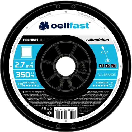 Damil Premium cu Particule de Aluminiu pe Tambur - Profil Pătrat, Diametru 2,7 mm, Lungime 350 m, Producător Cellfast