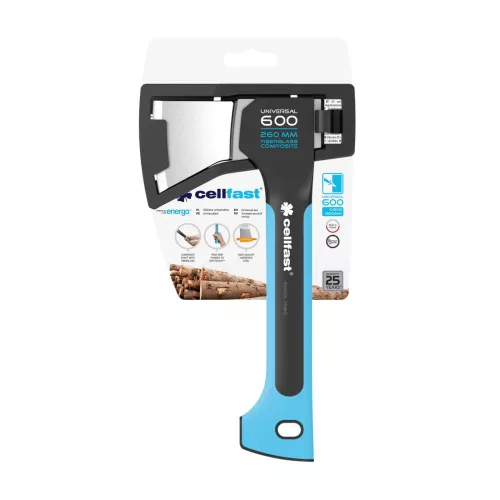 Topor Universal U600 Cellfast ENERGO - 26 cm, 0,6 kg, oțel călit, mâner din compozit armat cu fibră de sticlă