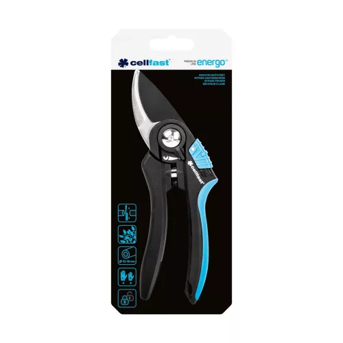 Foarfecă Ergonomică ENERGO pentru Tăierea Lăstarilor Proaspeți, Diametru Ajustabil 10-18 mm, Mâner SAFETOUCH™