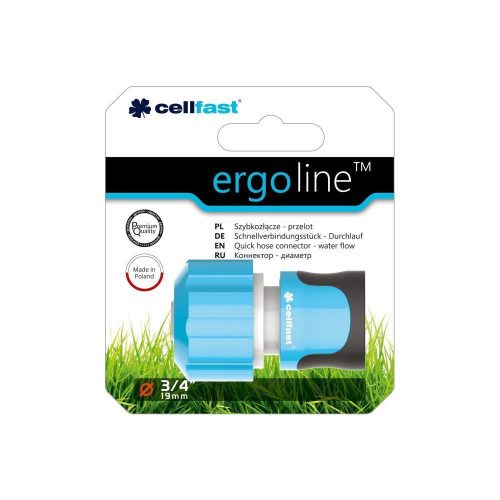 Conector Rapid ERGO 3/4" cu Opritor - Cellfast, Sistem SAFETOUCH™, Elemente din Oțel Inoxidabil