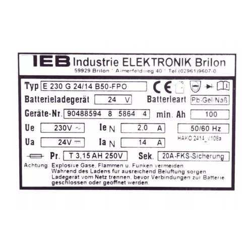 Încărcător de Baterie pentru Mașini de Curățat Hako B70 / B70 CL - Compatibil cu Modelele Hakomatic și Scrubmaster