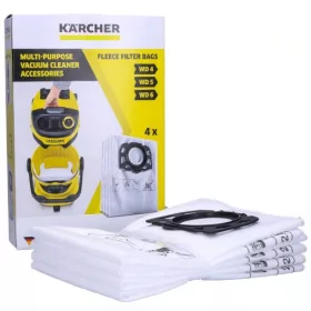   Set de Sac de Filtrare Sintetic Karcher WD4 WD5 WD6 MV4 MV5 MV6, 4 Bucăți, Compatibil cu Modelele Premium