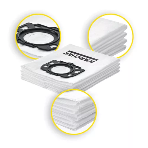 Set de Sac de Filtrare Sintetic Karcher WD4 WD5 WD6 MV4 MV5 MV6, 4 Bucăți, Compatibil cu Modelele Premium