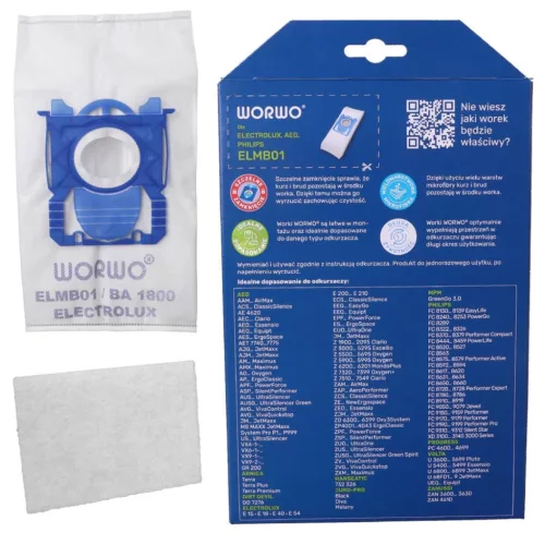 Worwo szintetikus porzsák, S-bag kompatibilis (4 db + motorfilter)