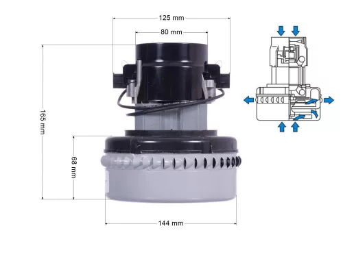 Eredeti AMETEK 116555-13 Szívómotor | 24V 480W | Hako, Adiatek