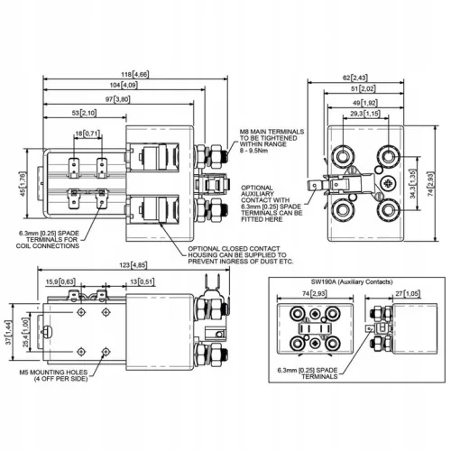 Contactor Releu Bobină SW190 - 24V 200A - Compatibil Albright
