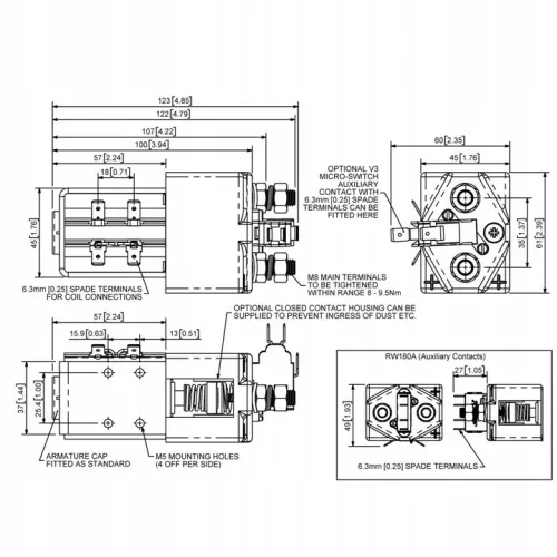 Contact Relé cu Bobină SW180 - 24V 200A - Compatibil Albright